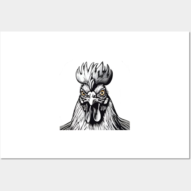 Angry Face Rooster Wall Art by ArtShare